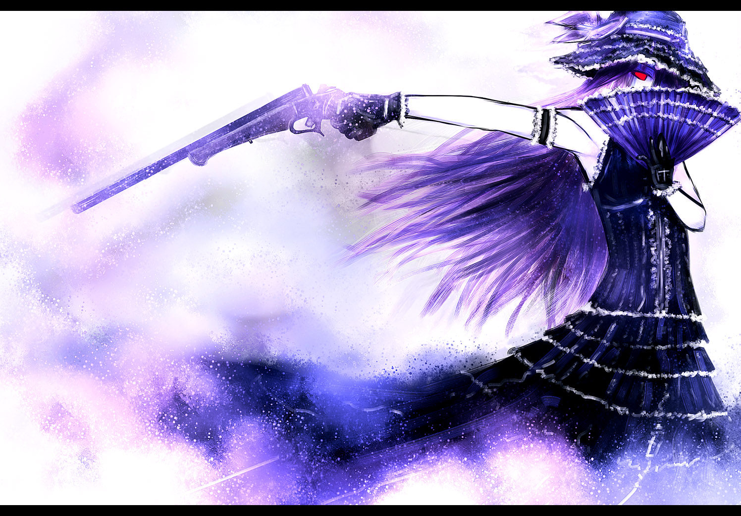 dress, foxhound, gun, lolita_fashion, touhou, yakumo_yukari