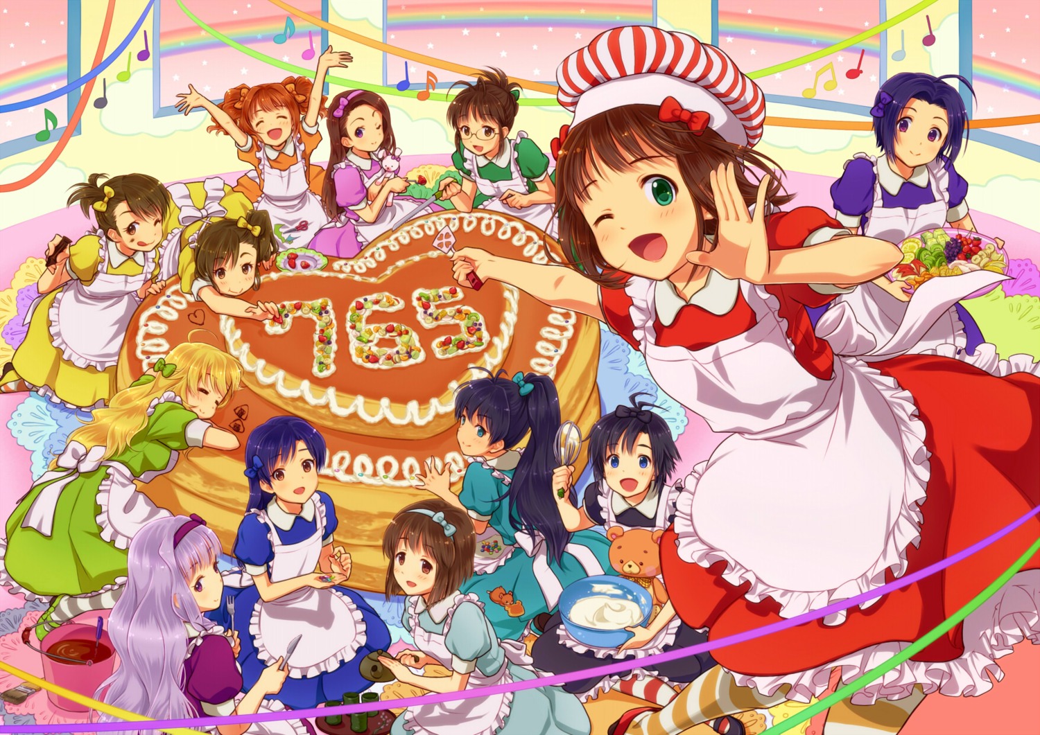 akizuki_ritsuko, amami_haruka, futami_ami, futami_mami, ganaha_hibiki, hagiwara_yukiho, hoshii_miki, kikuchi_makoto, kisaragi_chihaya, maid, megane, minase_iori, miura_azusa, ndo2, shijou_takane, the_idolm@ster