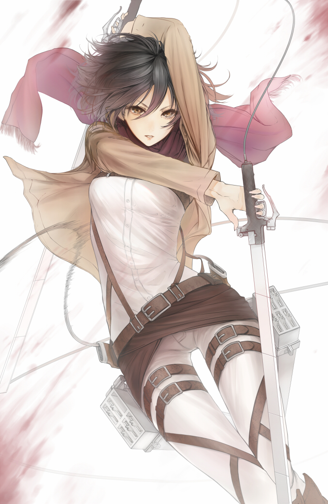 mikasa_ackerman, minevi, shingeki_no_kyojin, sword, uniform