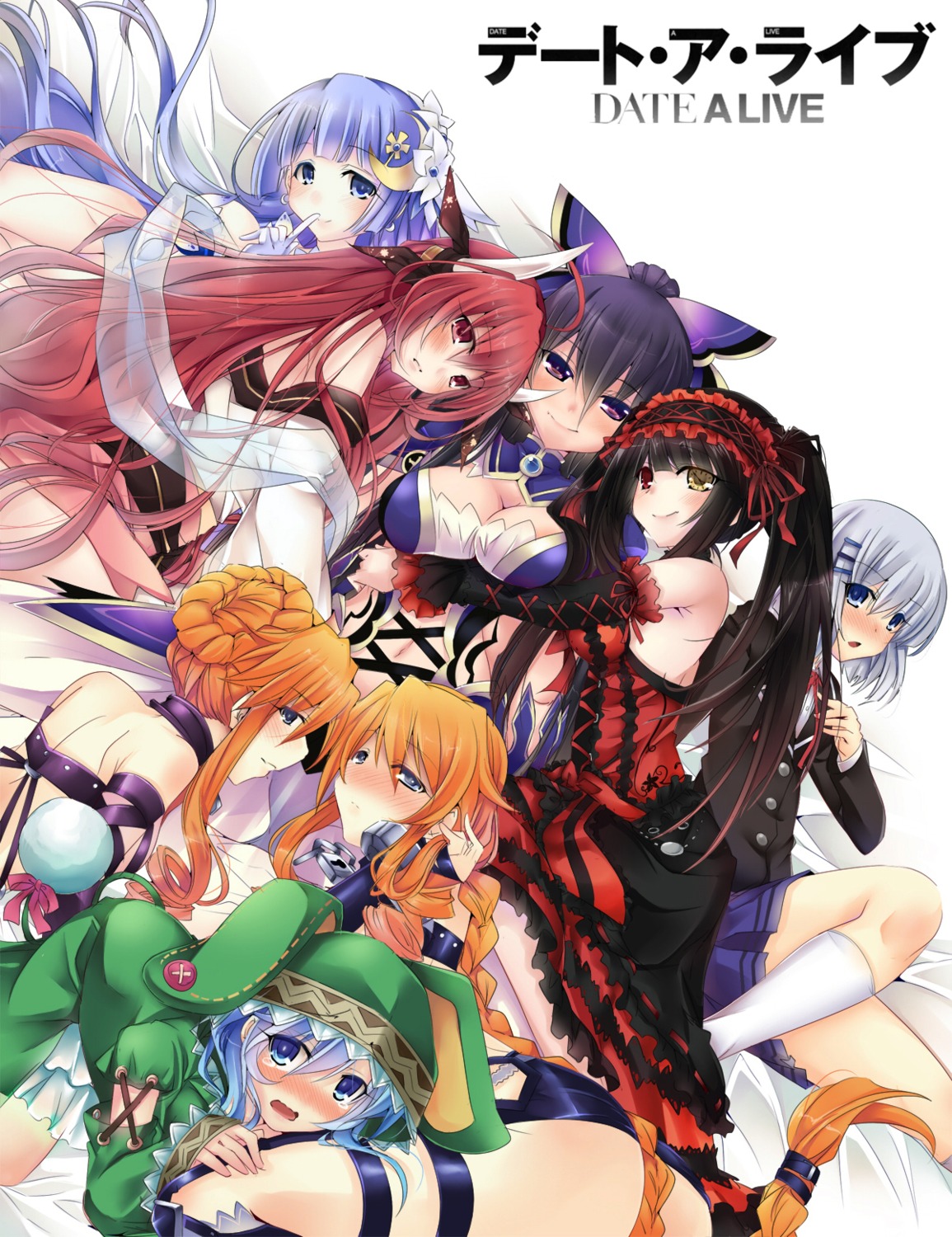 cleavage, date_a_live, heterochromia, himekawa_yoshino, itsuka_kotori, izayoi_miku, sesield, tobiichi_origami, tokisaki_kurumi, yamai_kaguya, yamai_yuzuru, yatogami_tooka
