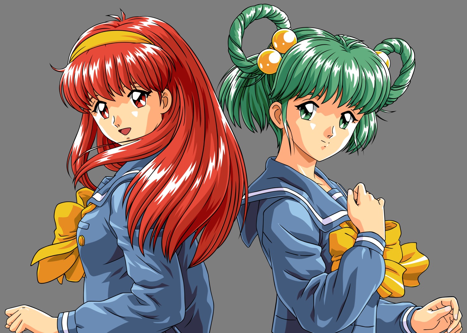 fujisaki_shiori, seifuku, tatebayashi_miharu, tokimeki_memorial, transparent_png, vector_trace