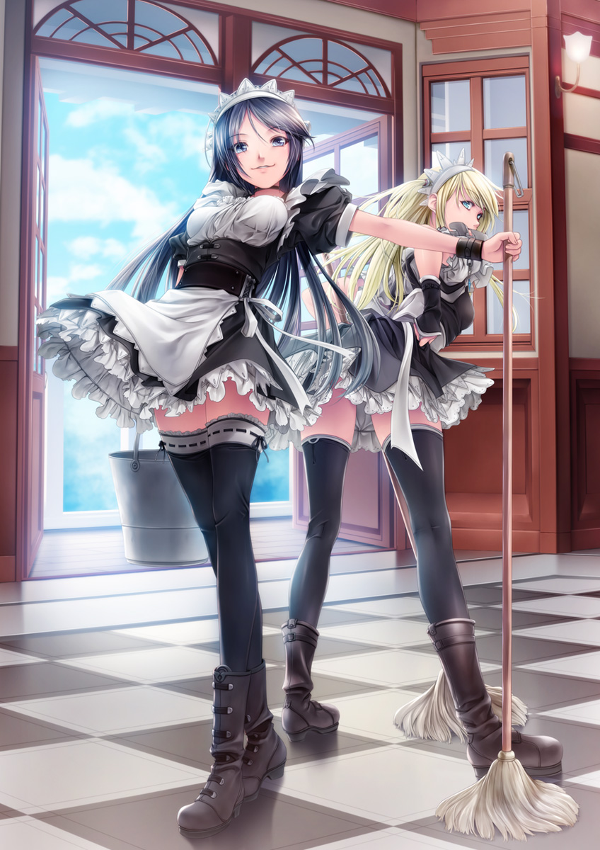 maid, rezi, thighhighs