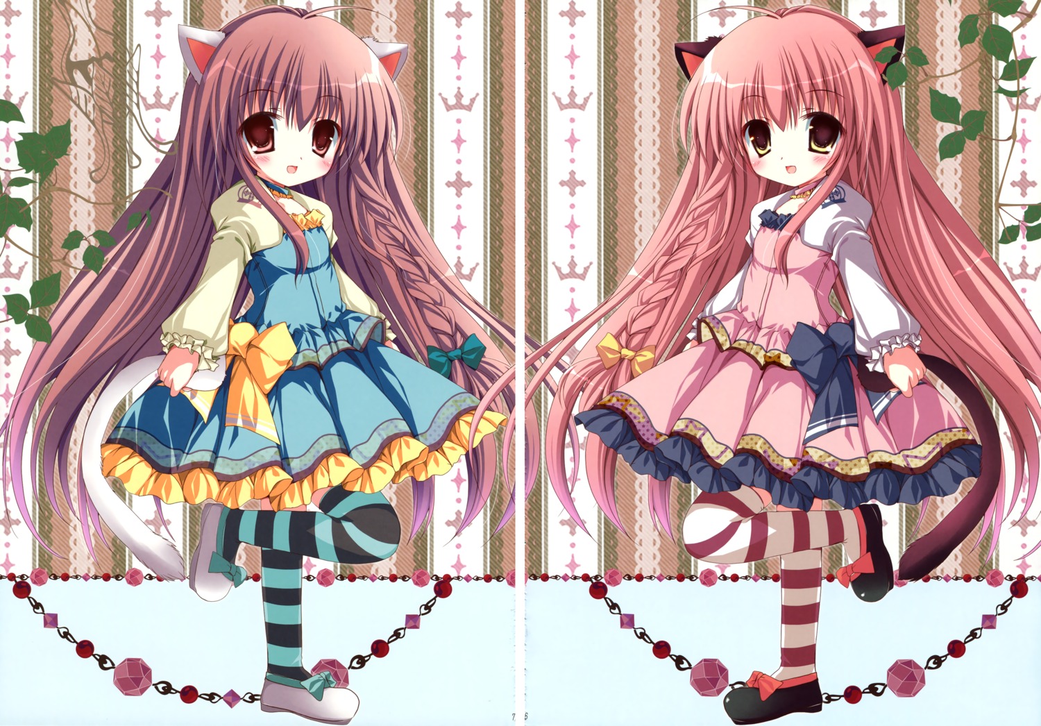 animal_ears, cocotto, dress, gap, mizusawa_mimori, nekomimi, tail, thighhighs