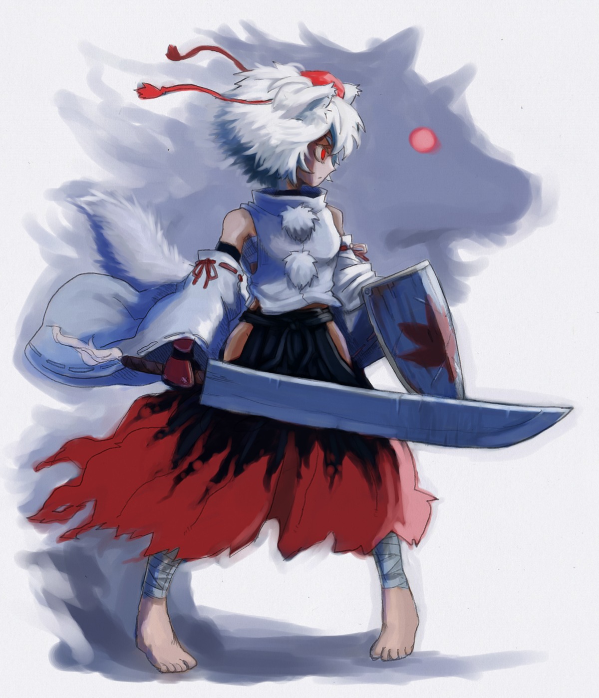 animal_ears, hoshitetsu_ringo, inubashiri_momiji, sword, tail, touhou