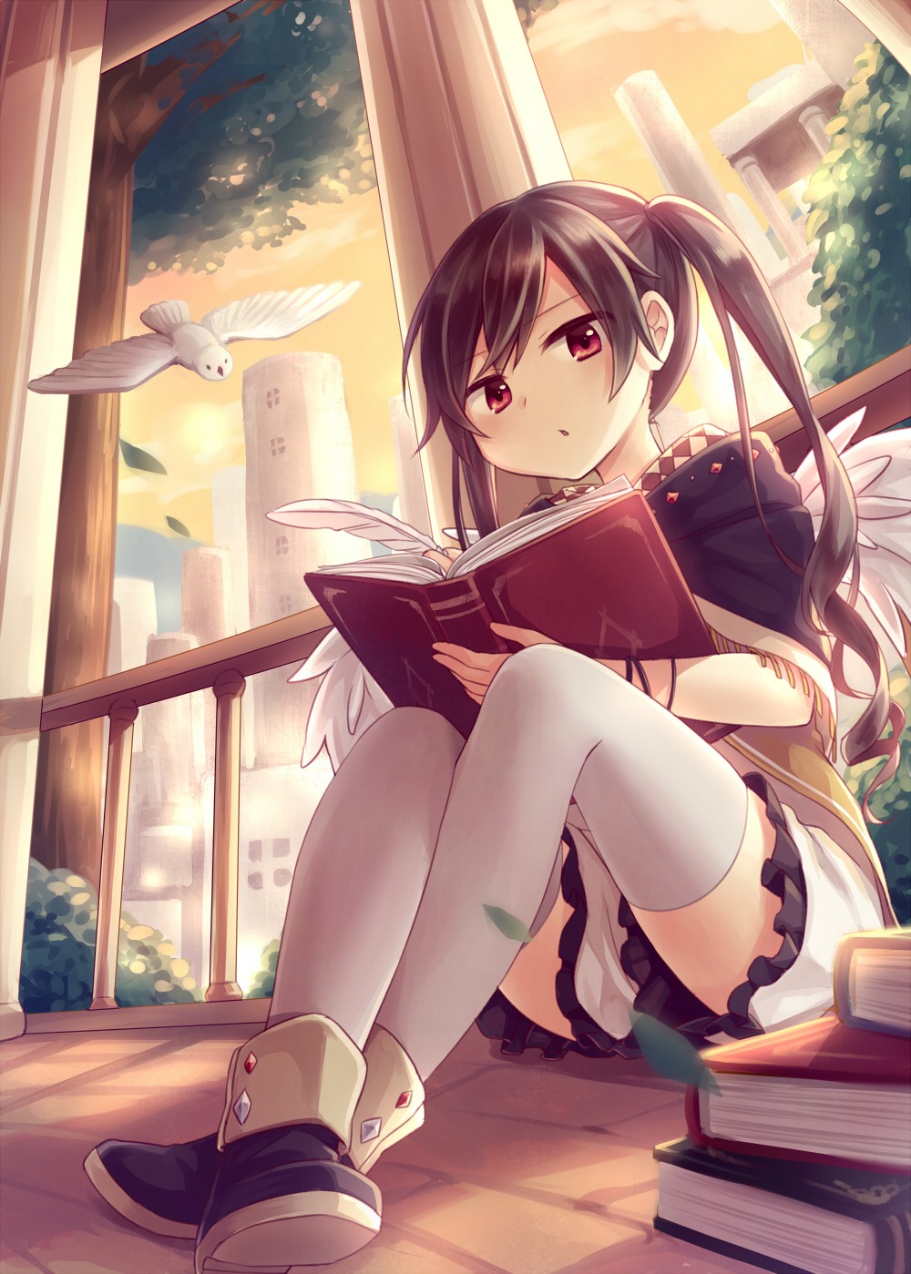 amene_kurumi, thighhighs, wings