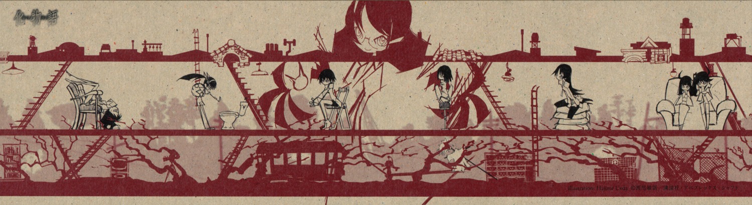 araragi_karen, araragi_tsukihi, bakemonogatari, hachikuji_mayoi, hanekawa_tsubasa, kanbaru_suruga, monogatari_(series), oshino_shinobu, sengoku_nadeko, senjougahara_hitagi, ueda_hajime