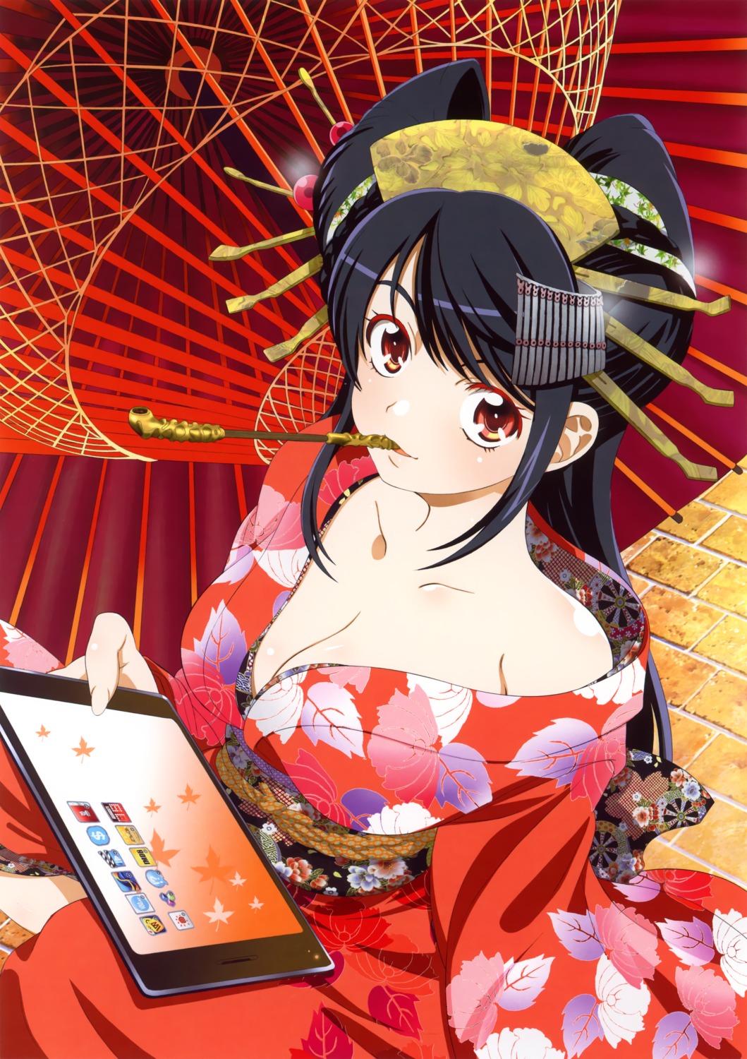 cleavage, katakura_shinji, kimono