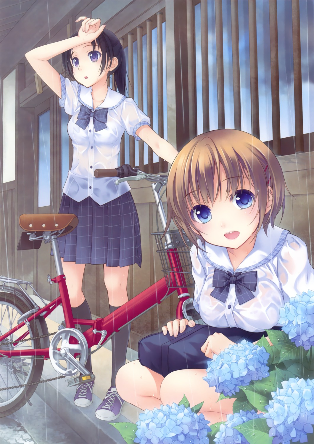 bra, ginta, see_through, seifuku, wet_clothes