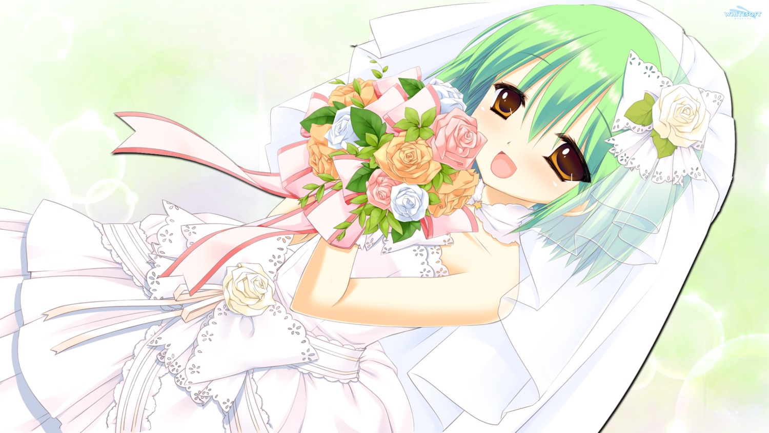 dress, miyasu_risa, nanakase_shikiko, nekonade_distortion, nekonade_distortion_exodus, wallpaper, wedding_dress, whitesoft