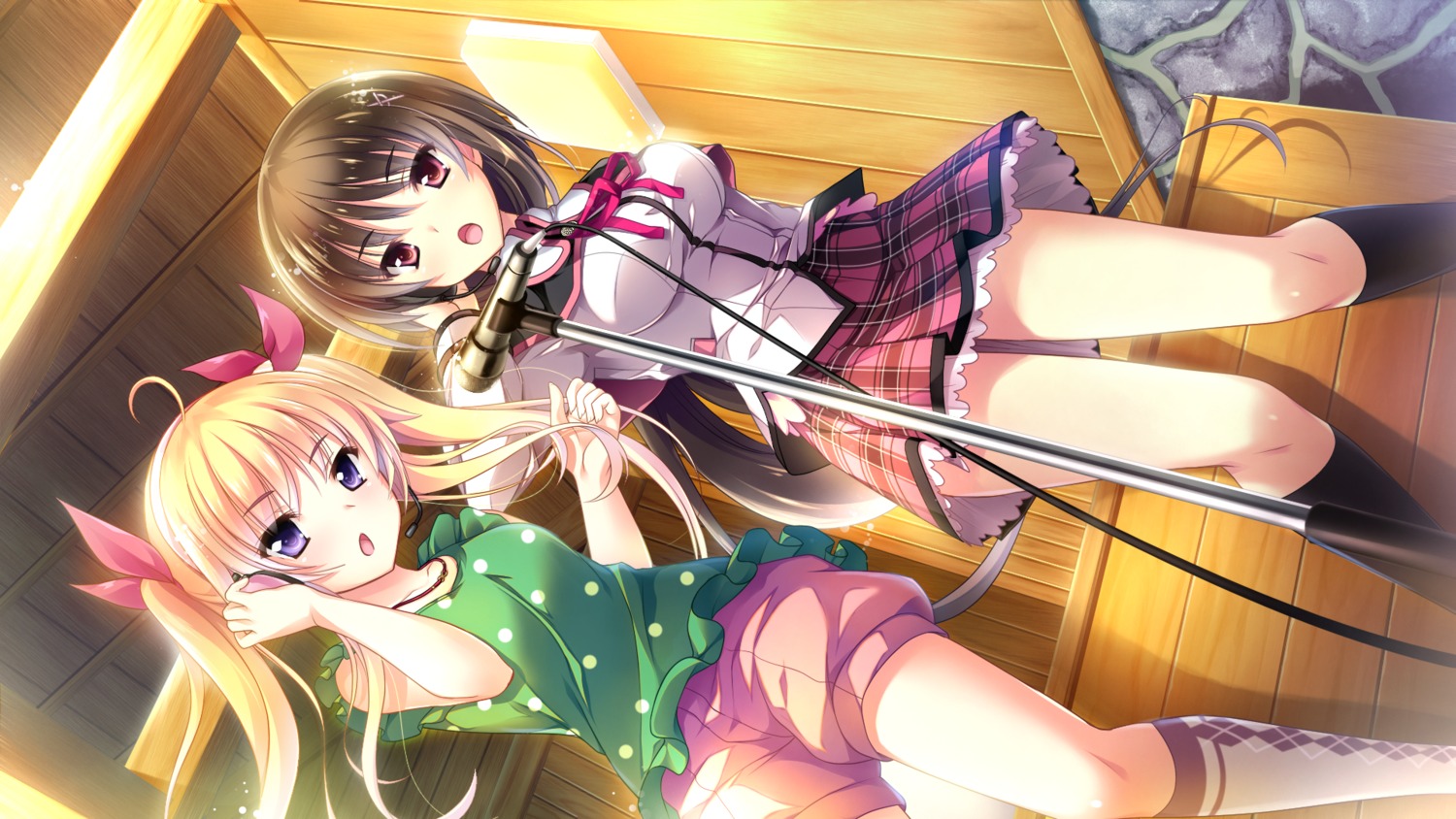 ensemble_(company), game_cg, headphones, hibiki_otoha, ichimine_touka, mutou_kurihito, ojousama_wa_gokigen_naname, seifuku