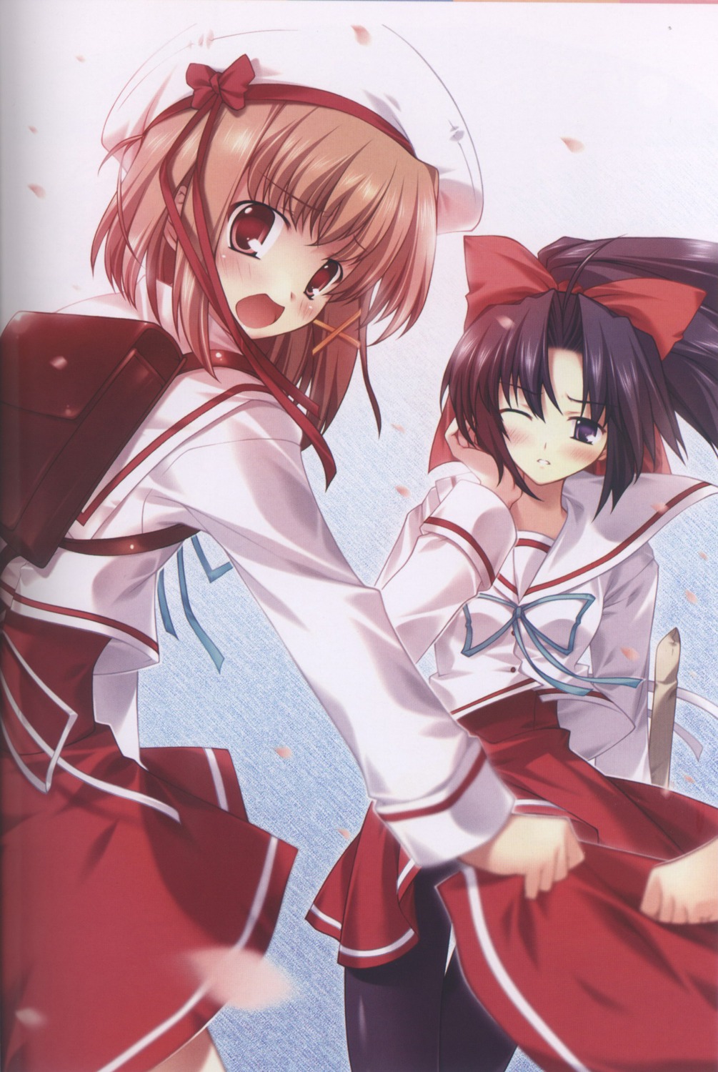binding_discoloration, gift, hokazono_rinka, konosaka_kirino, pantyhose, seifuku