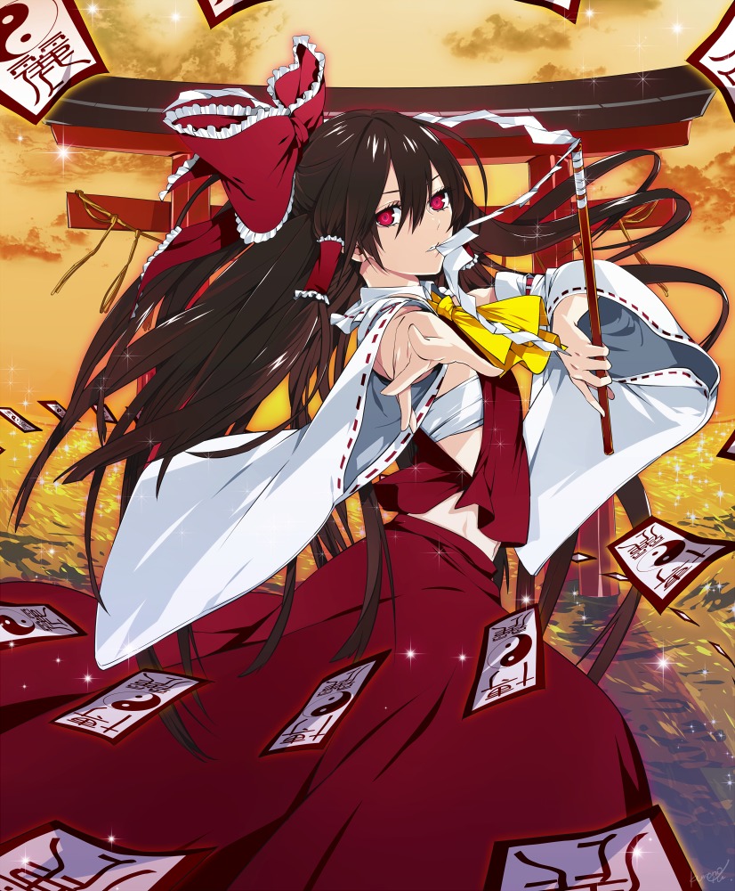 hakurei_reimu, kurono_yuu, miko, sarashi, touhou