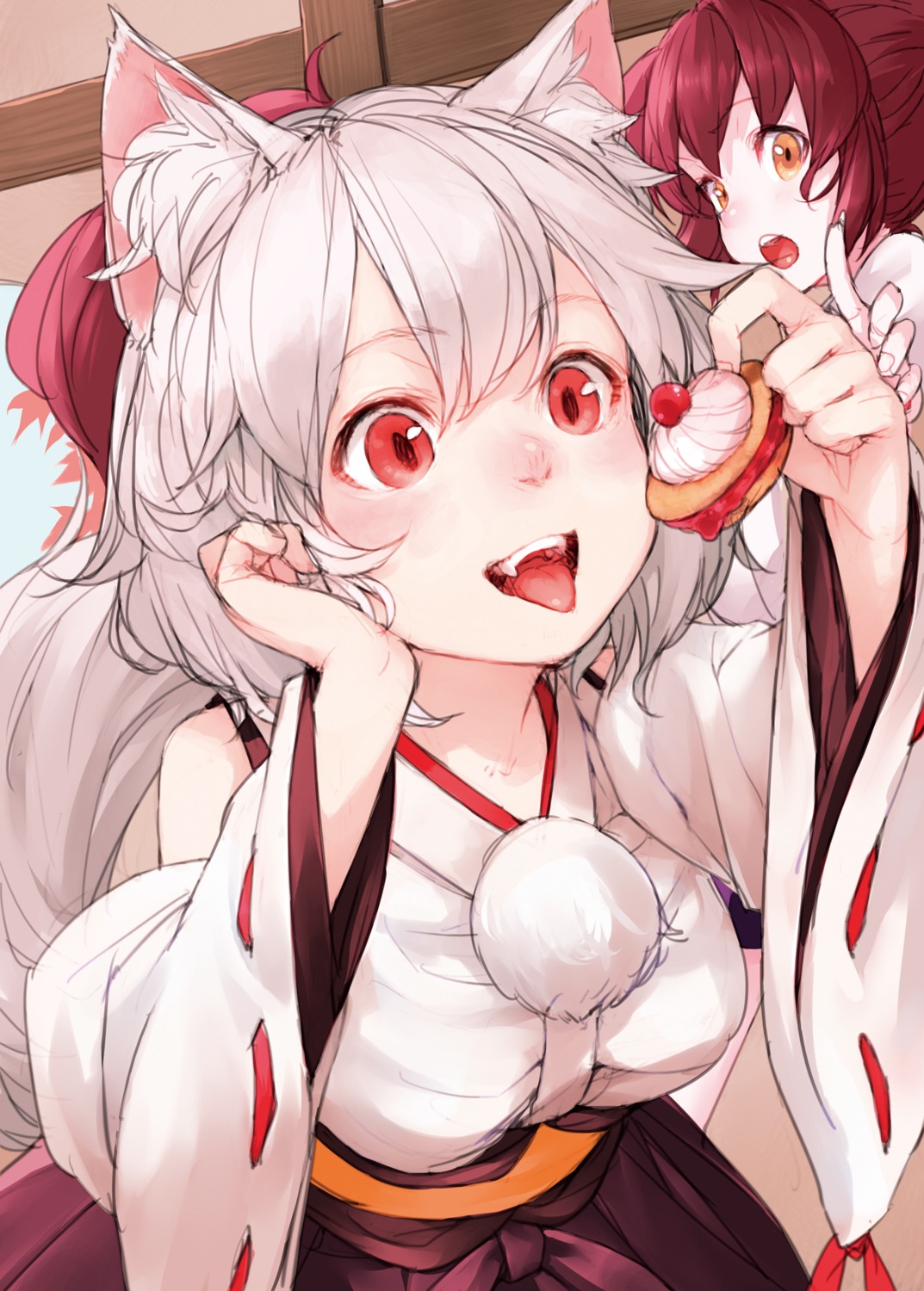 animal_ears, himekaidou_hatate, inubashiri_momiji, junwool, tail, touhou