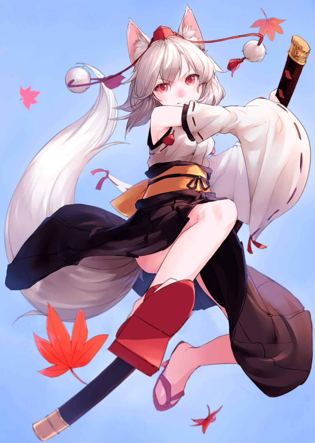 animal_ears, inubashiri_momiji, junwool, sword, tail, touhou