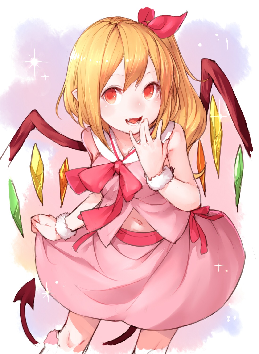 dress, flandre_scarlet, junwool, pointy_ears, touhou, wings