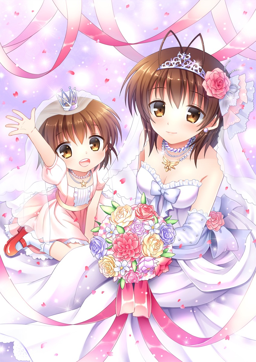 clannad, dress, furukawa_nagisa, mauve, okazaki_ushio, wedding_dress