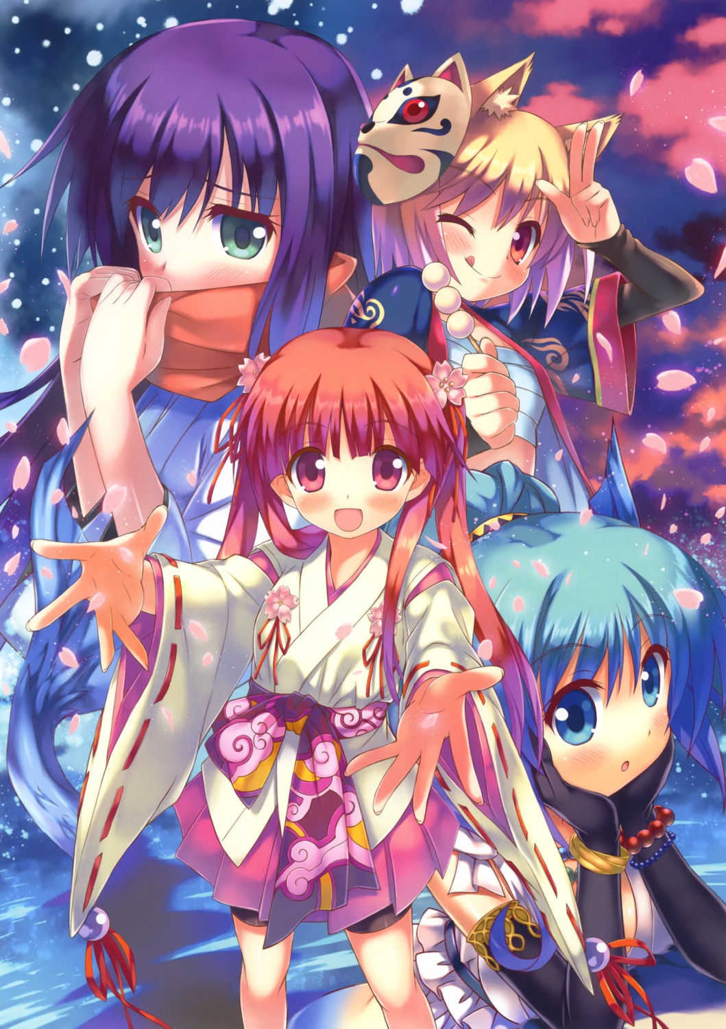 animal_ears, kiba_satoshi, miko, sarashi