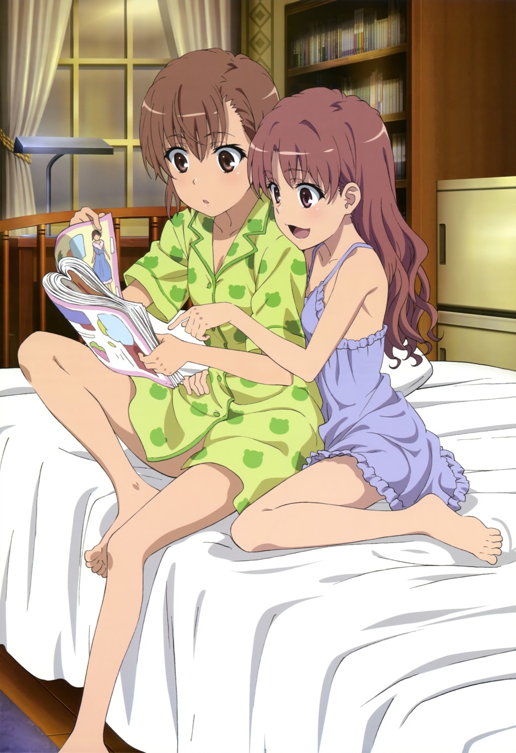 misaka_mikoto, moroishi_kouta, pajama, shirai_kuroko, toaru_kagaku_no_railgun, toaru_majutsu_no_index