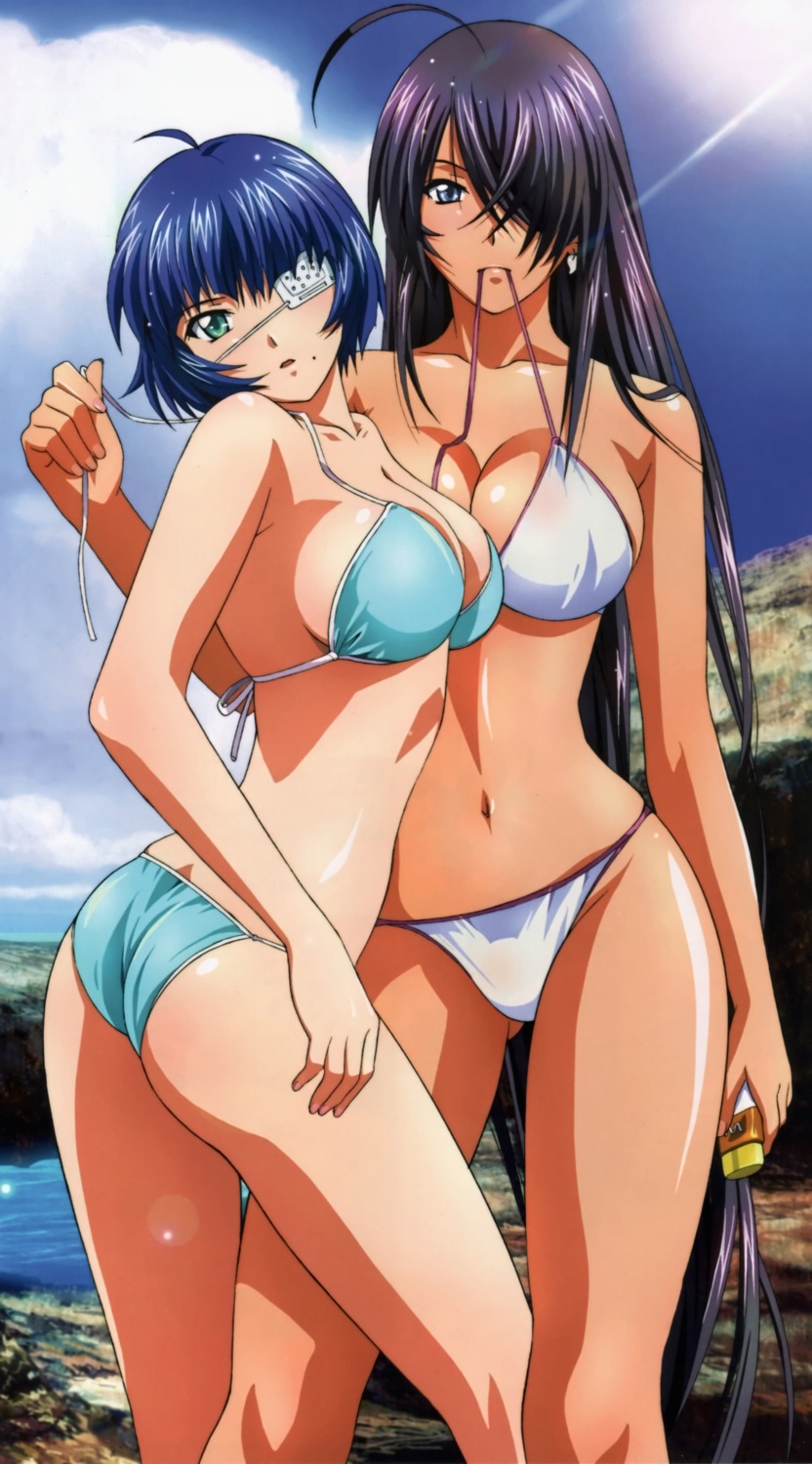 bikini, cleavage, eyepatch, ikkitousen, kanu_unchou, ryomou_shimei, swimsuits