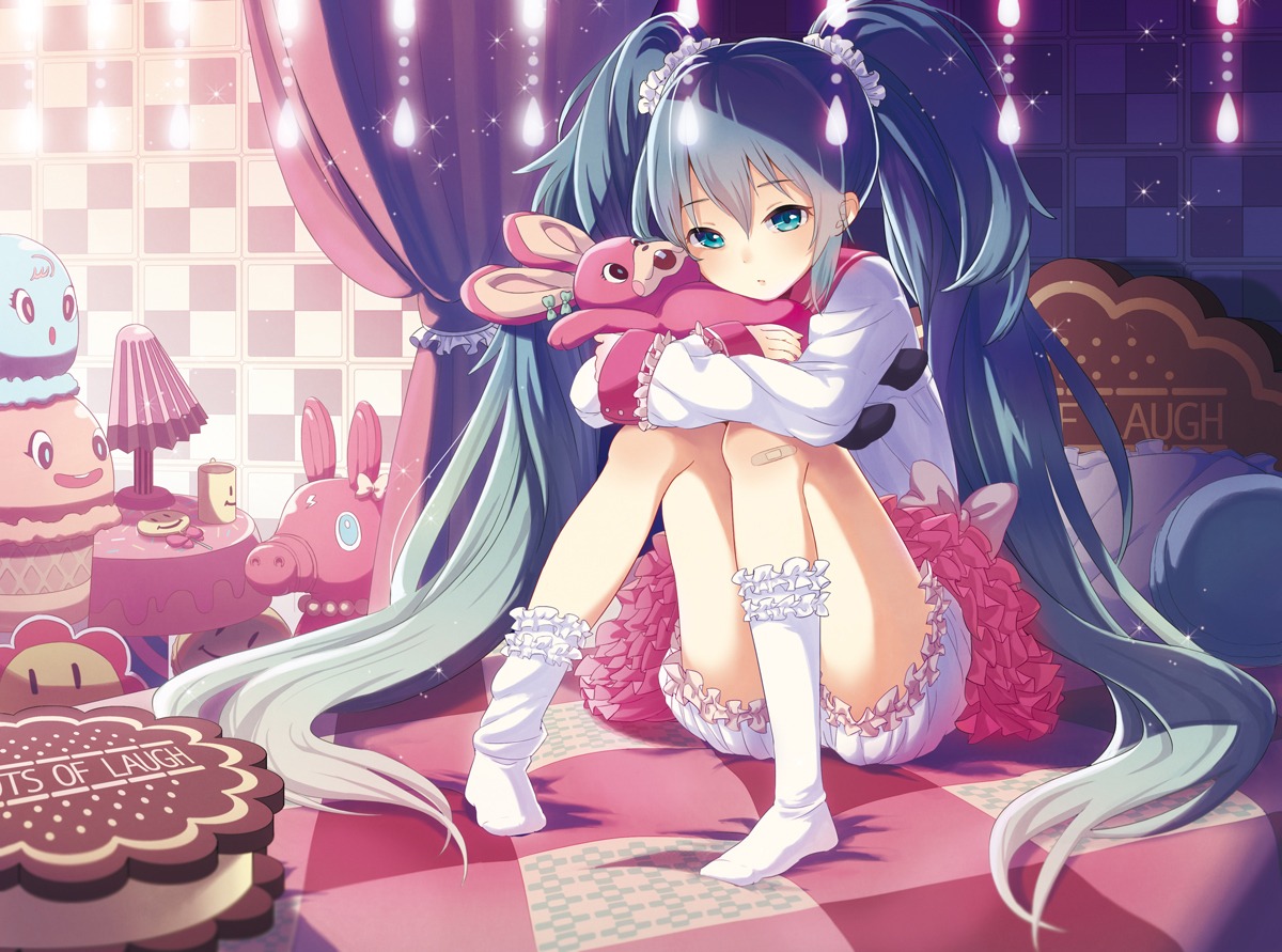 bloomers, hatsune_miku, lots_of_laugh_(vocaloid), shiroji, vocaloid