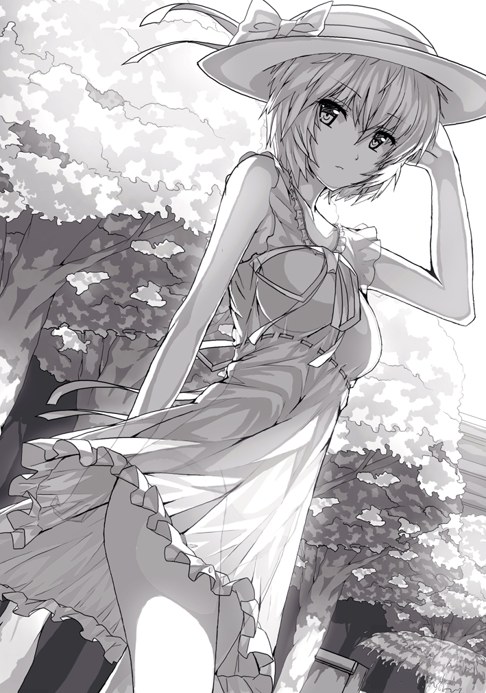 90i, ayanami_rei, dress, monochrome, neon_genesis_evangelion, pantsu, see_through, summer_dress
