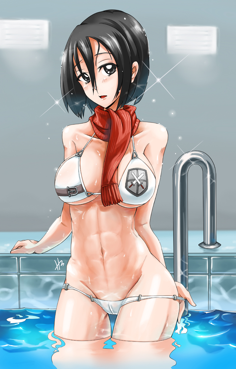 bikini, cleavage, hm_(hmongt), mikasa_ackerman, shingeki_no_kyojin, swimsuits, undressing