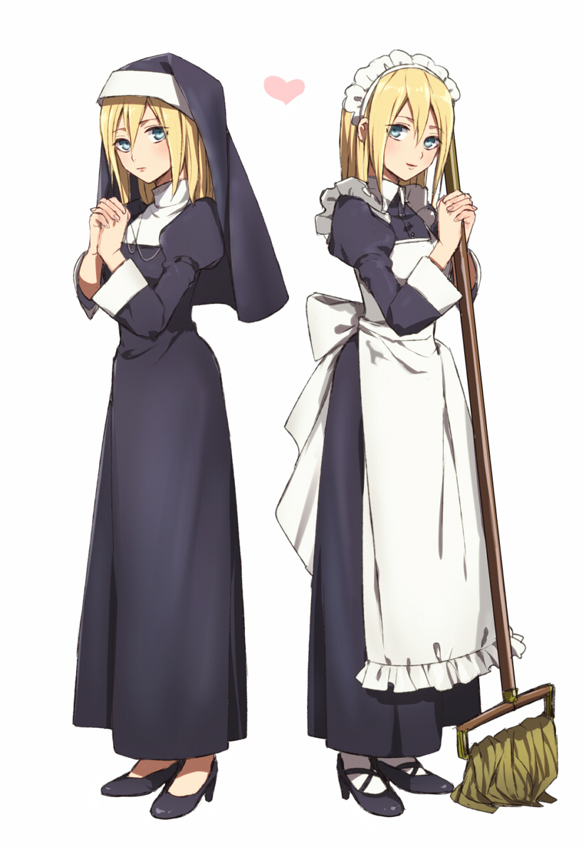 christa_lenz, heels, ichinose777, maid, nun, shingeki_no_kyojin