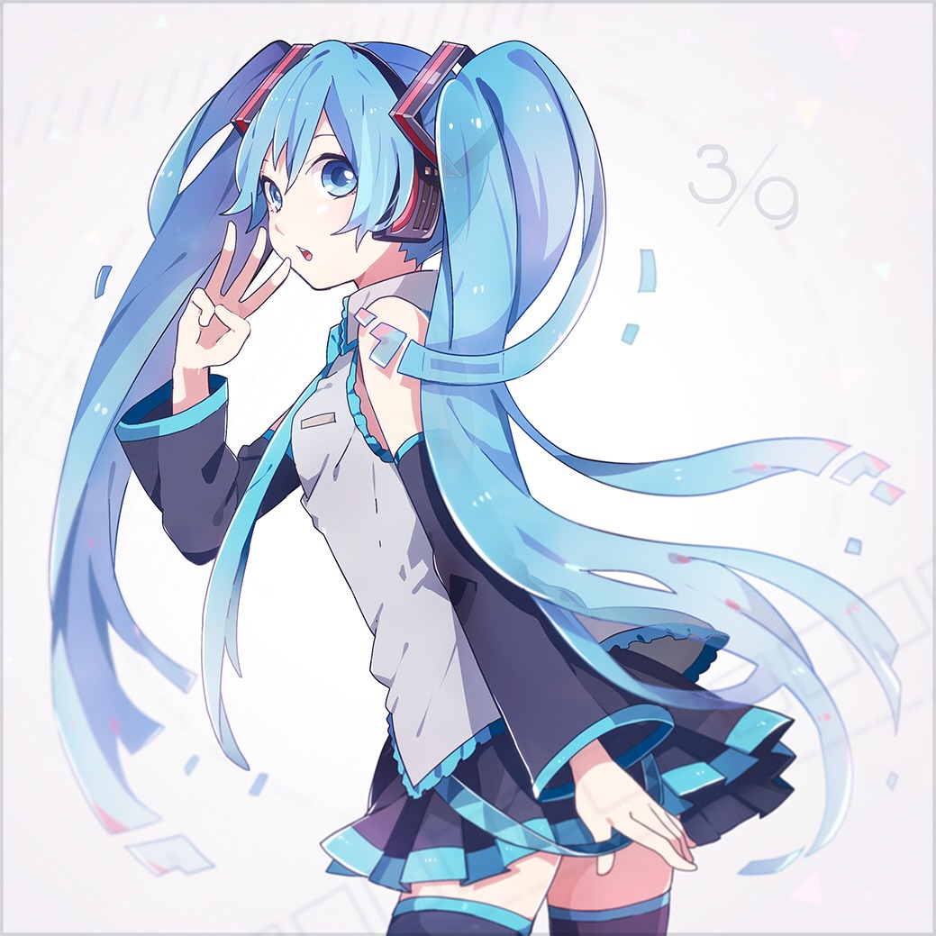 hatsune_miku, tama_(songe), thighhighs, vocaloid