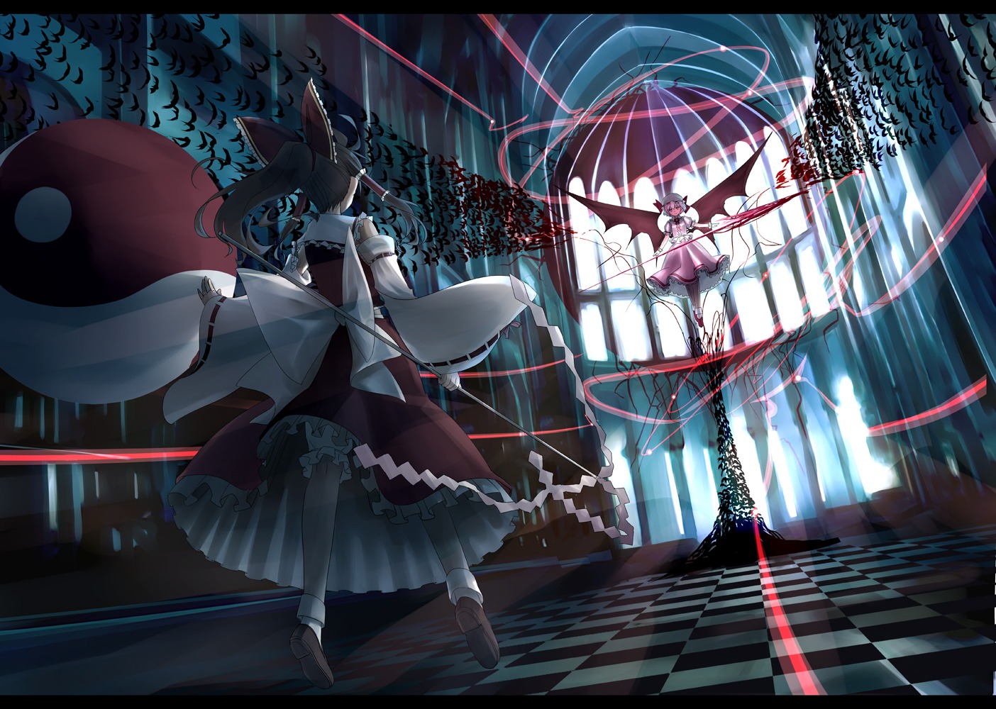gustav, hakurei_reimu, miko, remilia_scarlet, touhou, wings
