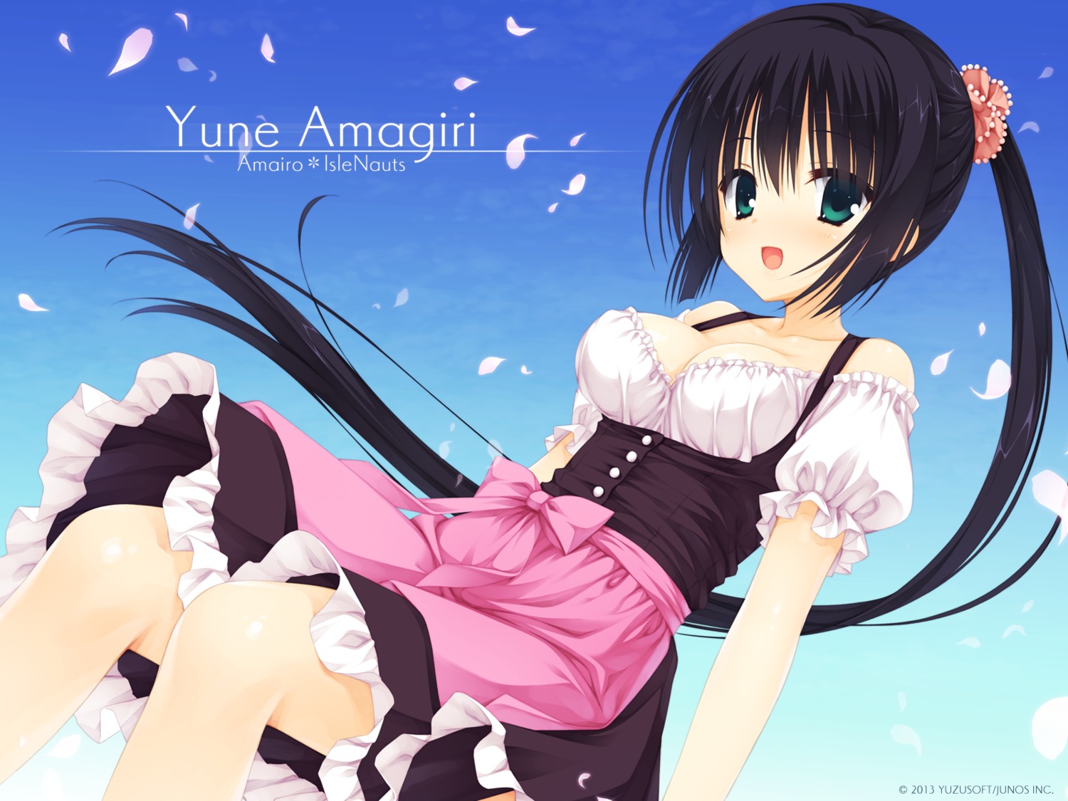 amagiri_yune, amairo_islenauts, cleavage, muririn, wallpaper, yuzu-soft