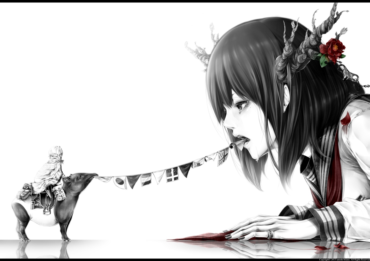 bouno_satoshi, horns, monster_girl, seifuku