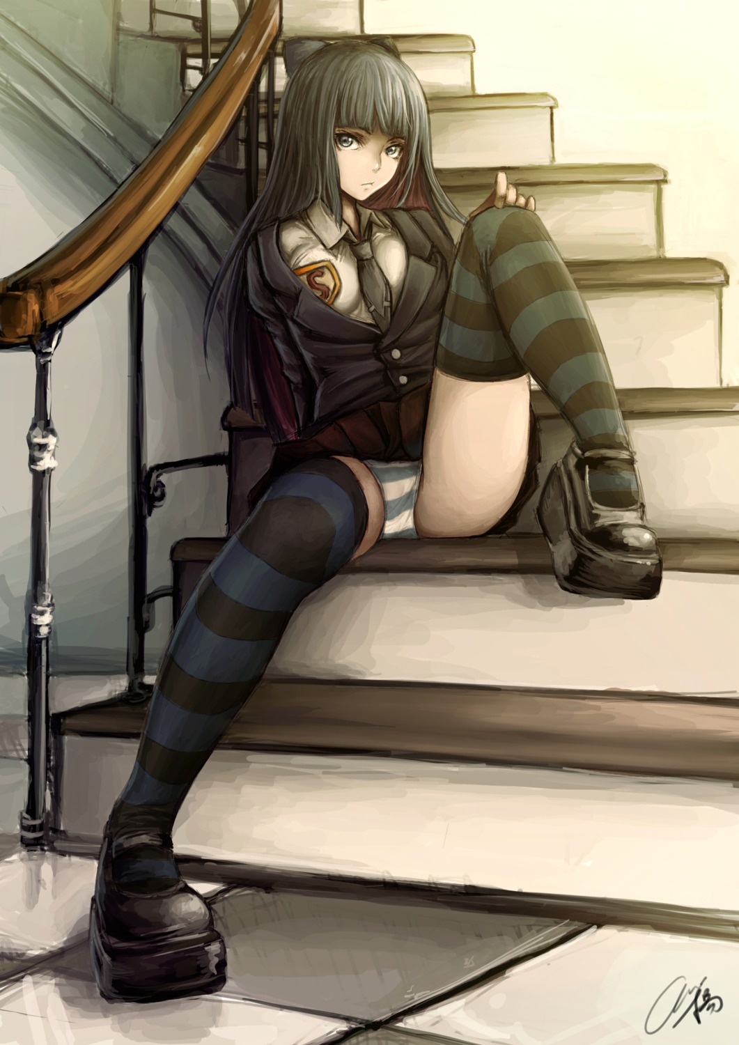 evan_yang, pantsu, panty_&_stocking_with_garterbelt, shimapan, stocking, thighhighs