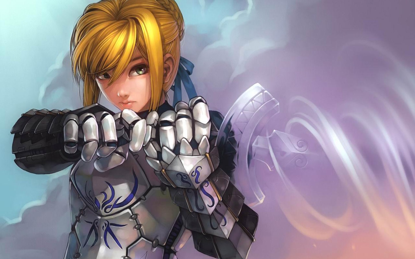 armor, artoria_pendragon_(fate), fate/stay_night, jpeg_artifacts, sword, wallpaper, zhaoyebai