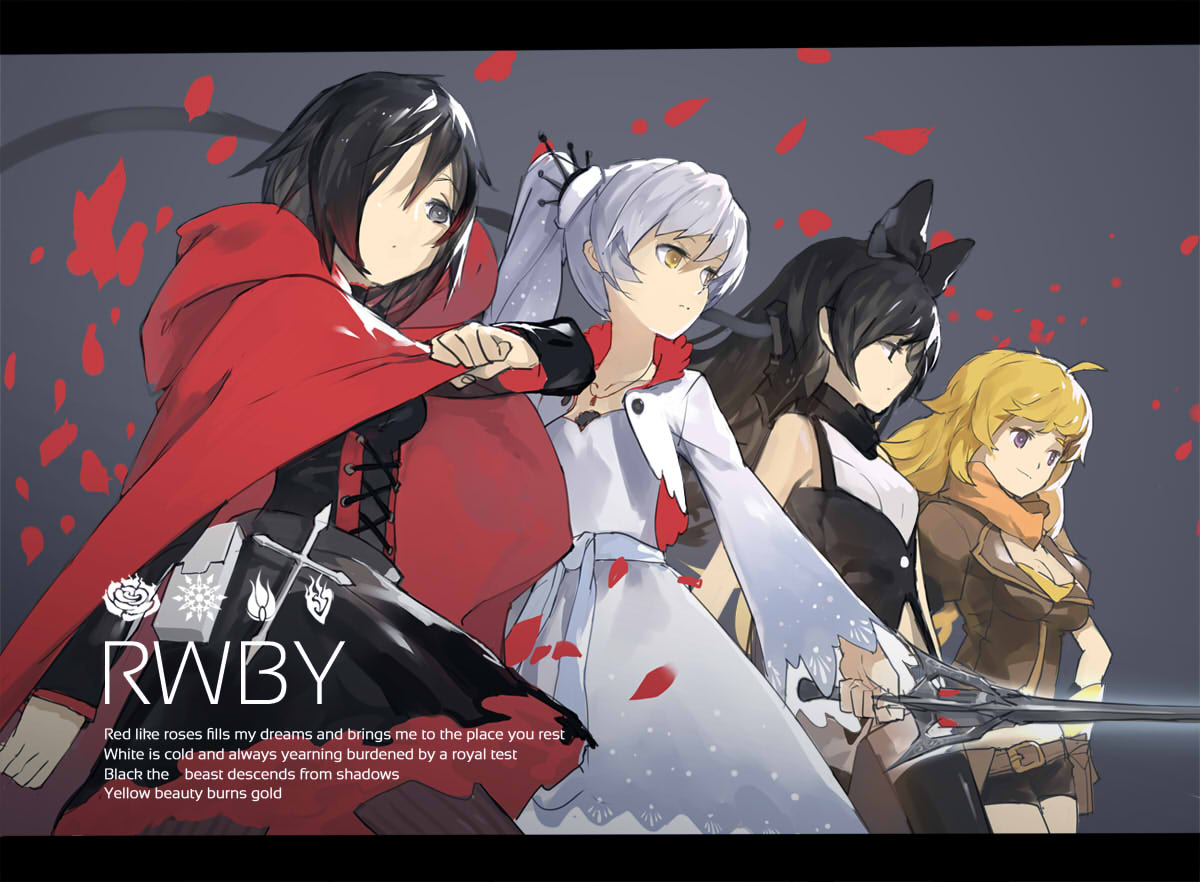 armor, blake_belladonna, dress, jong_tu, ruby_rose, rwby, sword, weiss_schnee, yang_xiao_long