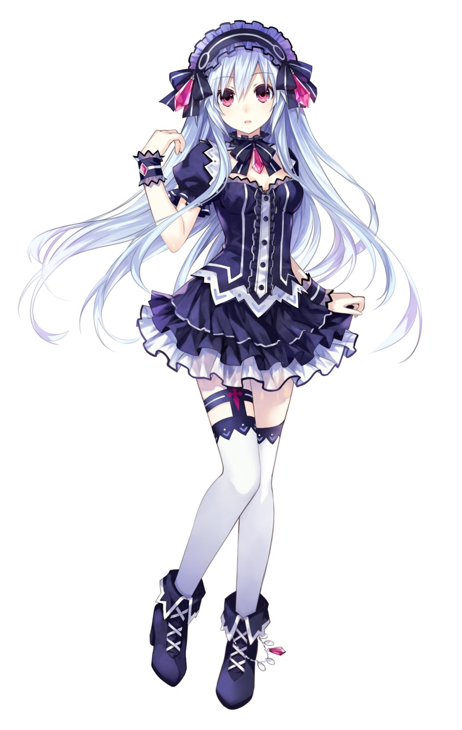 dress, fairy_fencer_f, garter, jpeg_artifacts, lolita_fashion, thighhighs, tiara_(fairy_fencer_f), tsunako