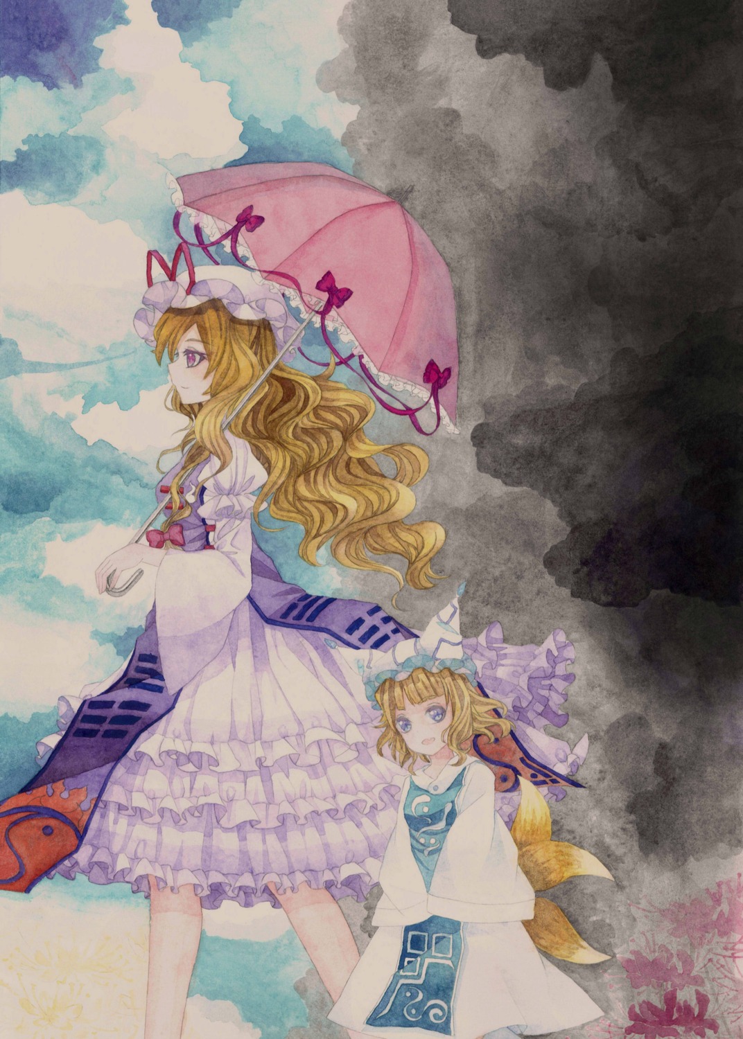 animal_ears, kitsune, touhou, yakumo_ran, yakumo_yukari, yukari
