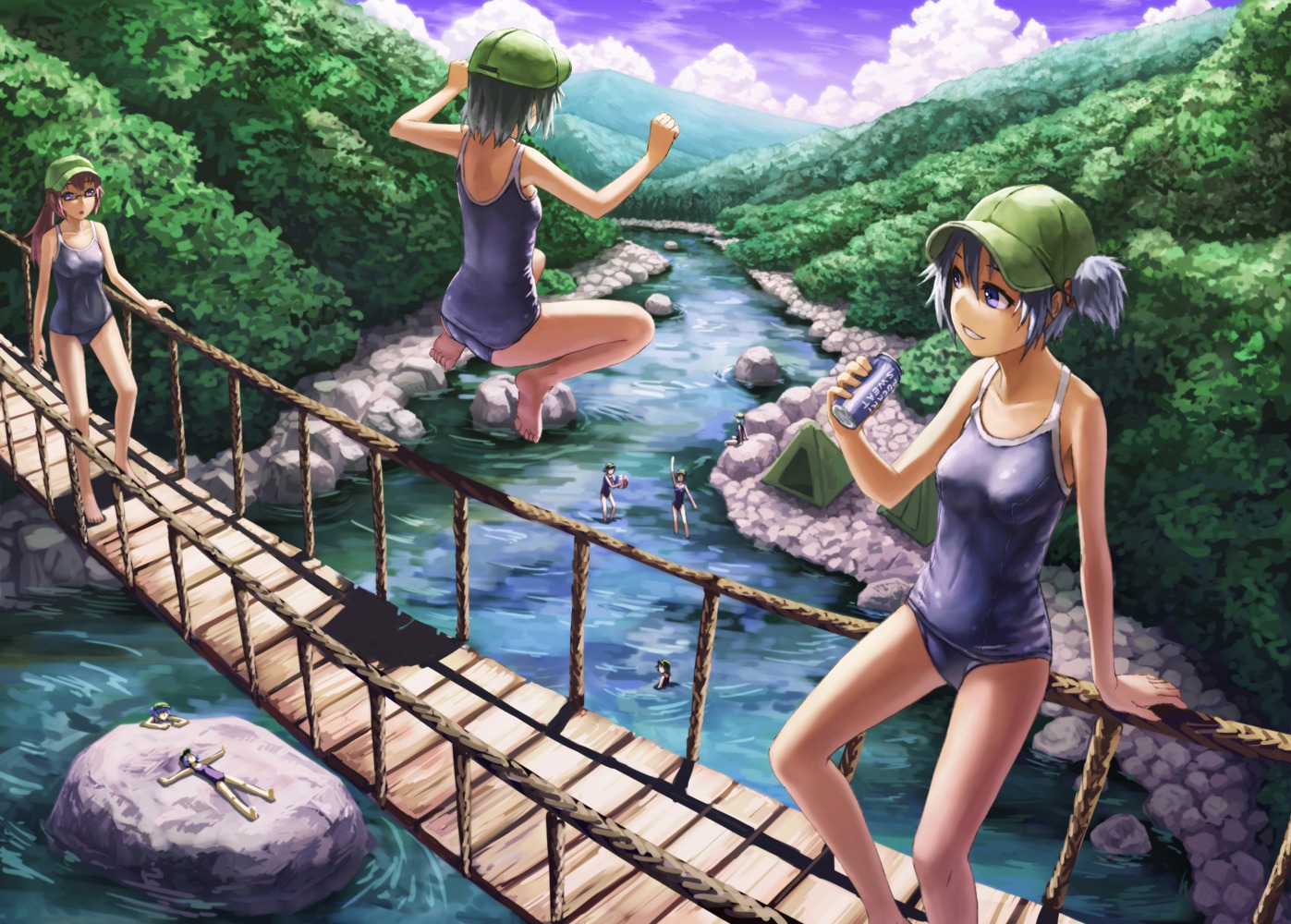 kawashiro_nitori, kurione, school_swimsuit, swimsuits, touhou
