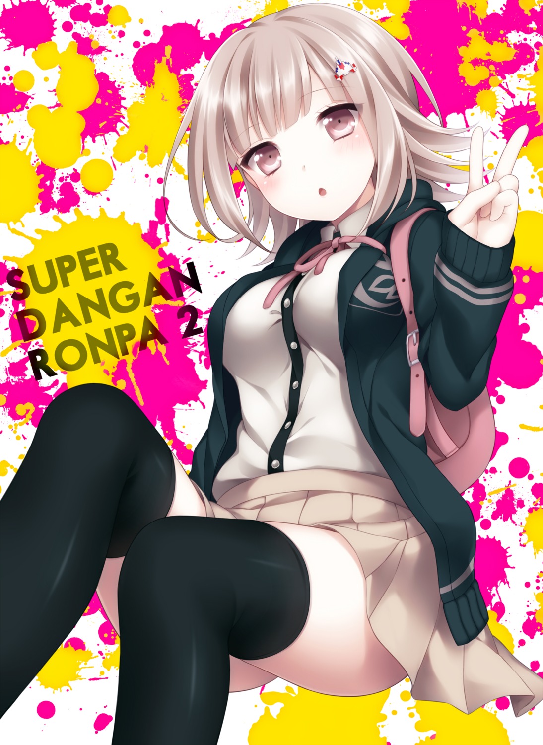 dangan-ronpa, etou, nanami_chiaki, seifuku, thighhighs