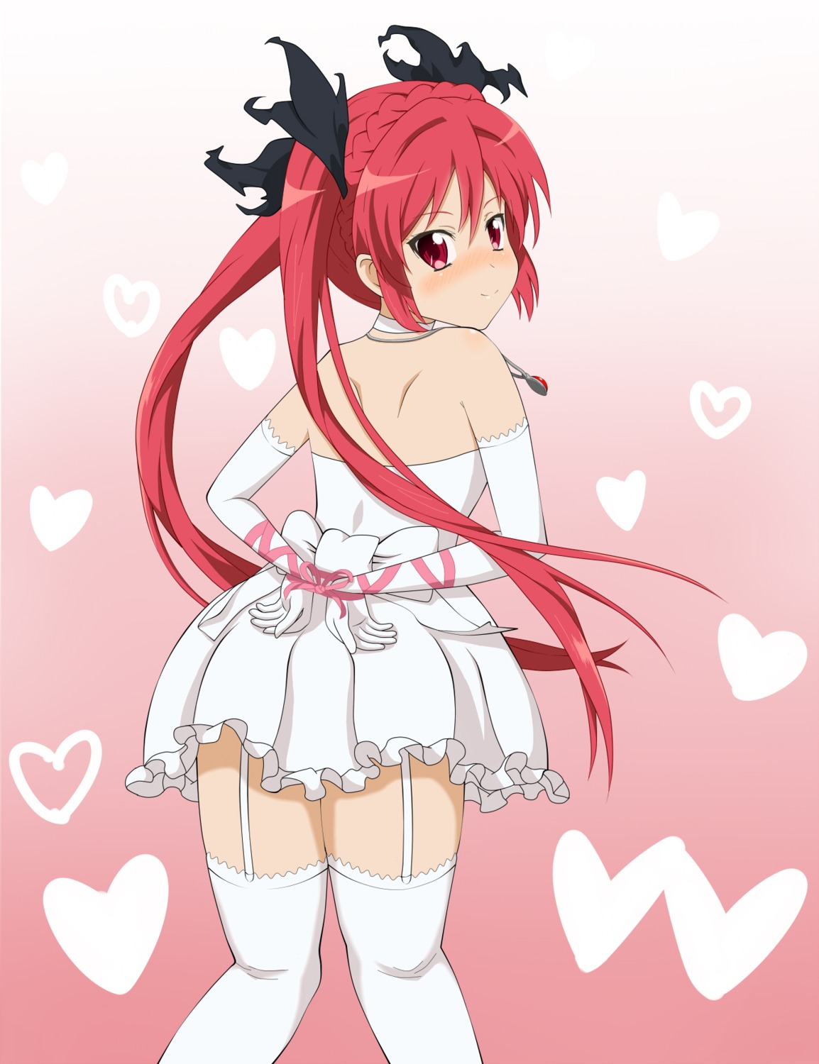 dress, haiyore!_nyaruko-san, kuuko_(haiyore_nyaruko-san), stockings, thighhighs, tok1t0ki, wedding_dress