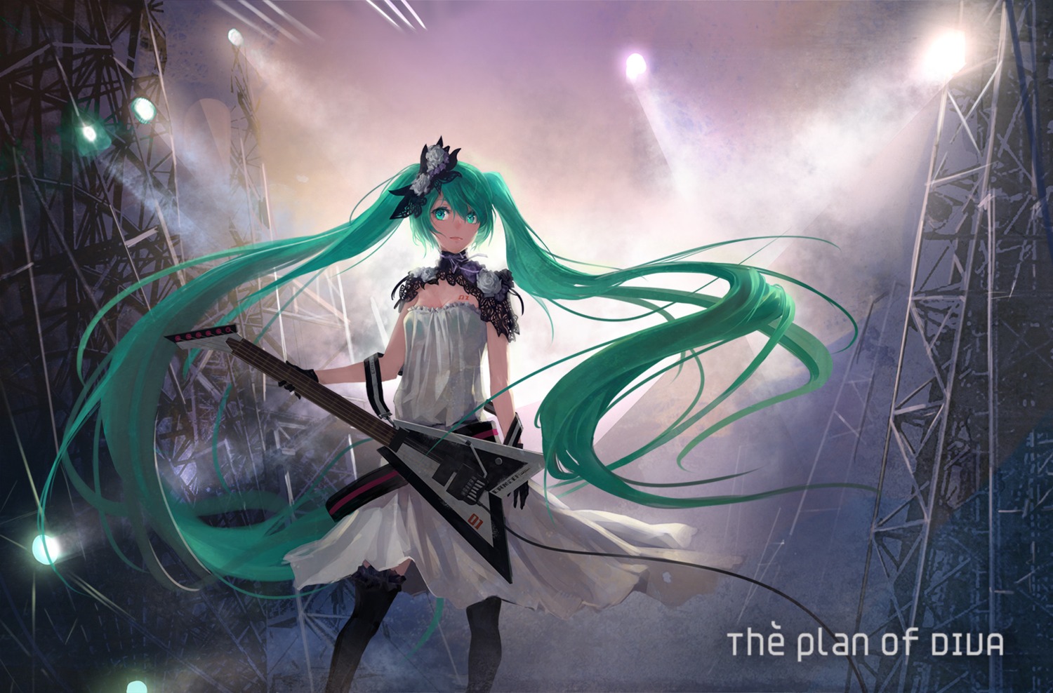 cancer_(zjcconan), dress, hatsune_miku, project_diva, thighhighs, vocaloid