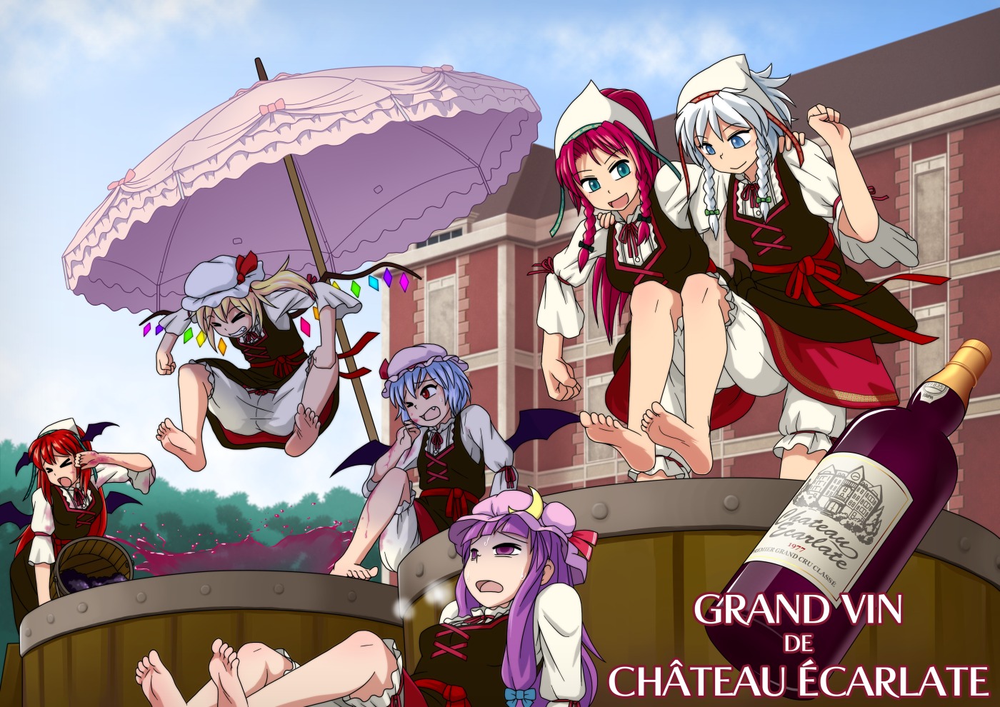 feet, flandre_scarlet, hong_meiling, iromeki_overdrive, izayoi_sakuya, koakuma, patchouli_knowledge, remilia_scarlet, touhou, wings