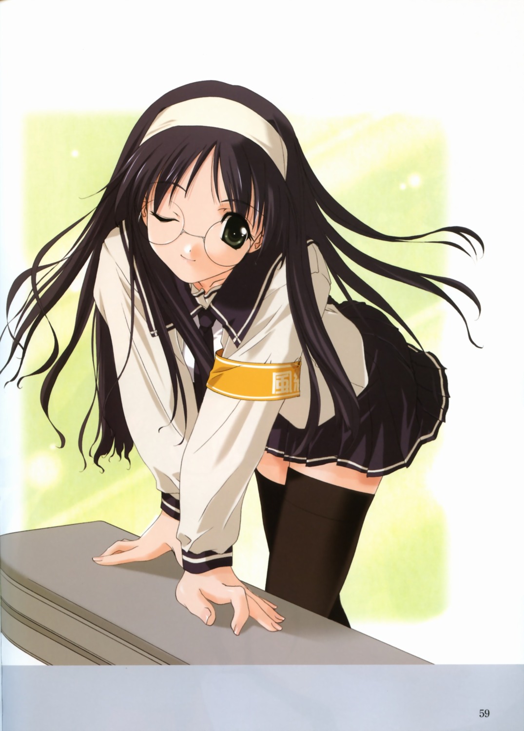 happy_lesson, megane, nanakorobi_fumitsuki, sasaki_mutsumi, seifuku, thighhighs