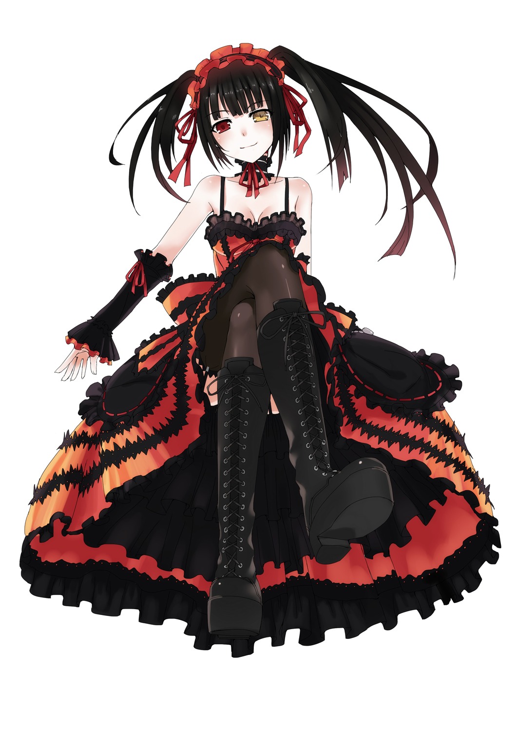 date_a_live, feet, gothic_lolita, heterochromia, lolita_fashion, stockings, thighhighs, tokisaki_kurumi, yukiyo_(otca202)
