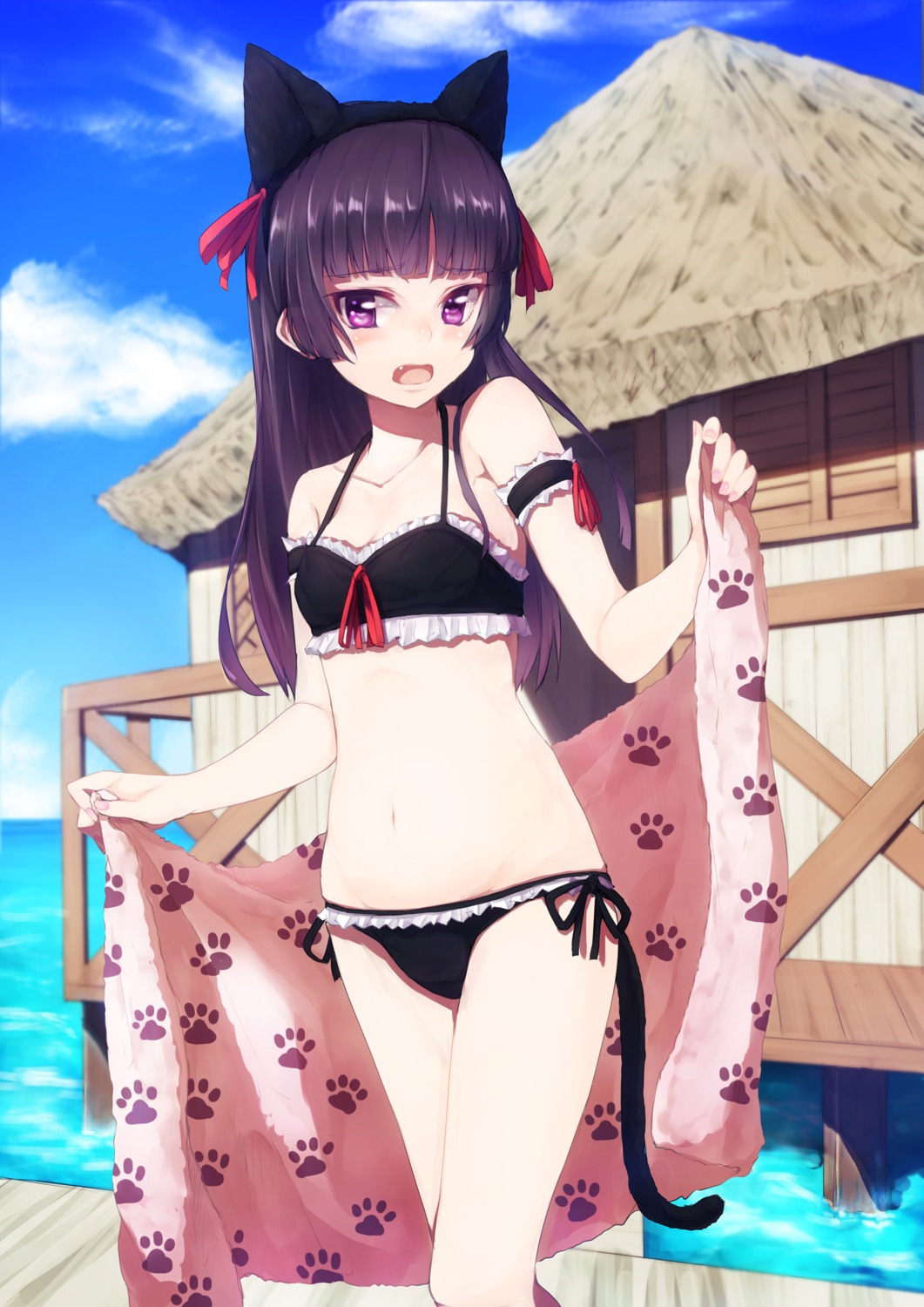 animal_ears, bikini, gokou_ruri, nekomimi, nuko-d, ore_no_imouto_ga_konnani_kawaii_wake_ga_nai, swimsuits, tail, towel
