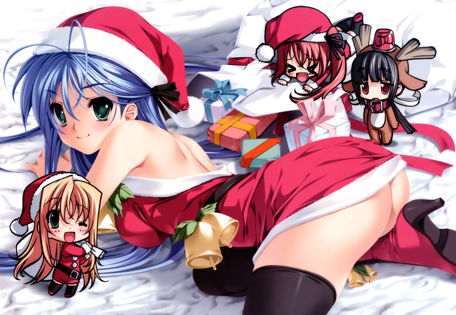 ass, axl, chibi, christmas, cosplay, dress, est_fragrance, kashimashi_communication, kishino_jun, kuroki_madoka, mutsu_haruna, nopan, senomoto_hisashi, thighhighs