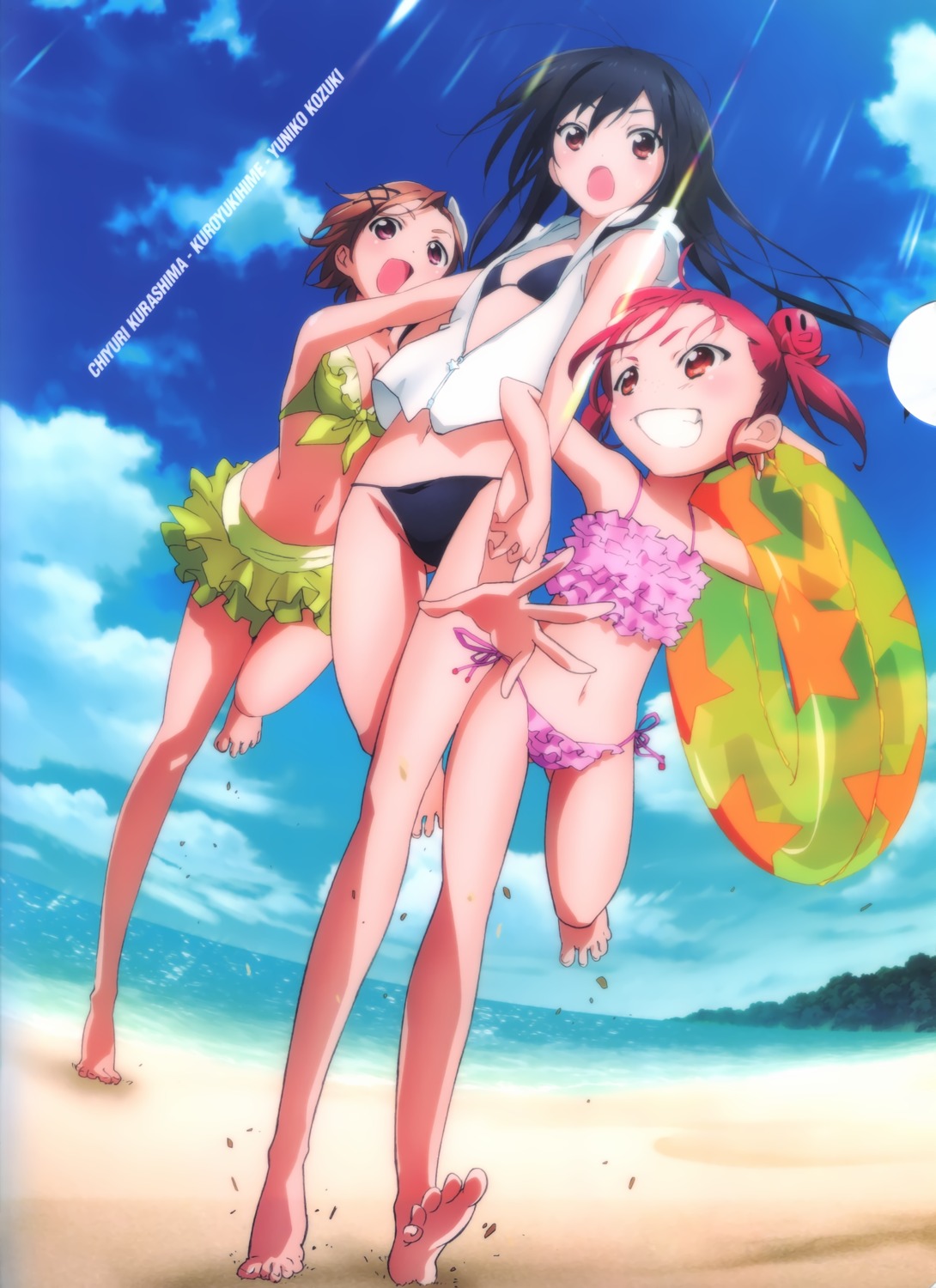 accel_world, bikini, cleavage, kouzuki_yuniko, kurashima_chiyuri, kuroba_sayuki, swimsuits