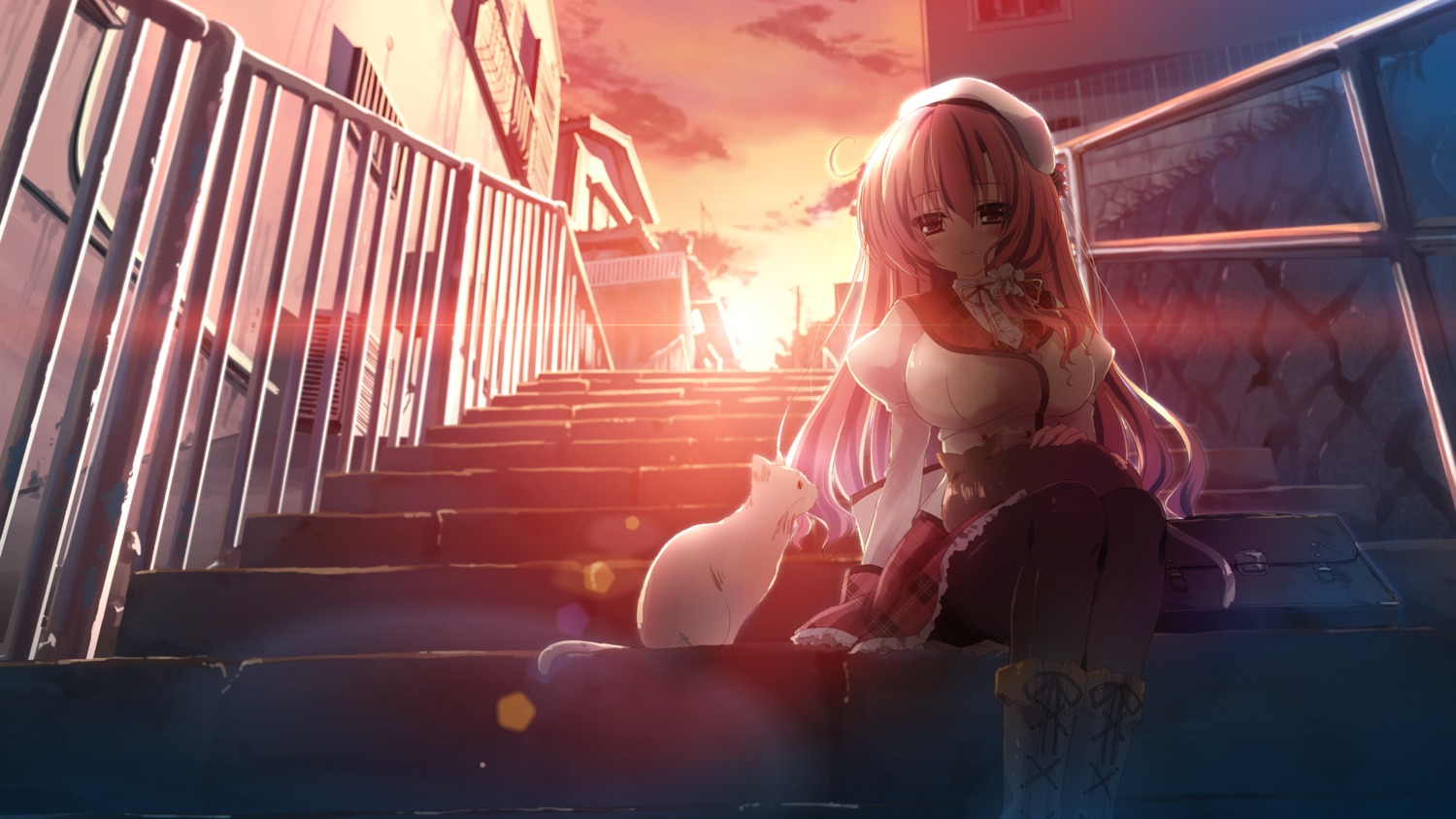 12_no_tsuki_no_eve, minori, neko, pantyhose, seifuku, shiina_mizuka, takasaki_maco
