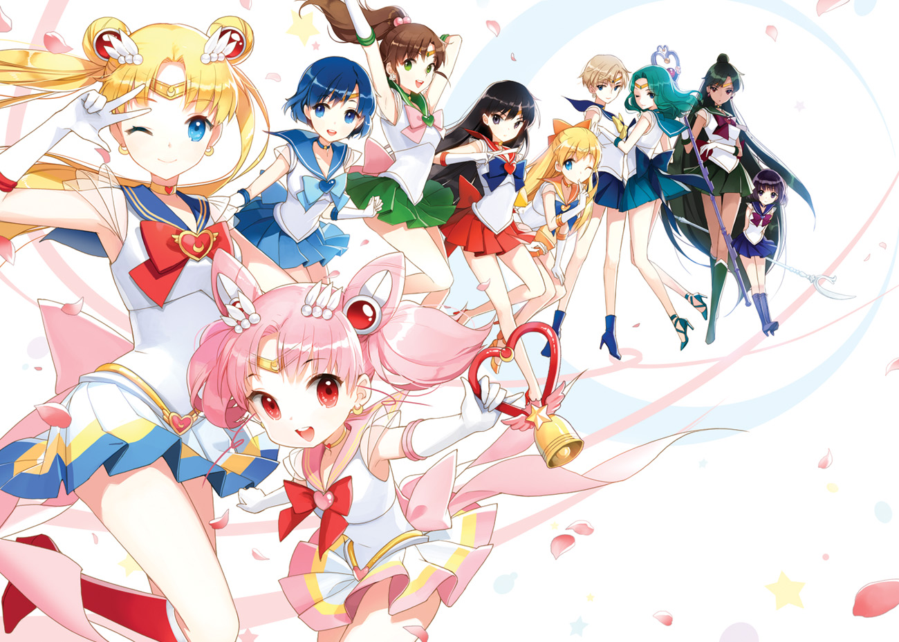 aino_minako, bishoujo_senshi_sailor_moon, chibiusa, heels, hino_rei, kaiou_michiru, kino_makoto, meiou_setsuna, mizuno_ami, salty, seifuku, tenou_haruka, tomoe_hotaru, tsukino_usagi, weapon