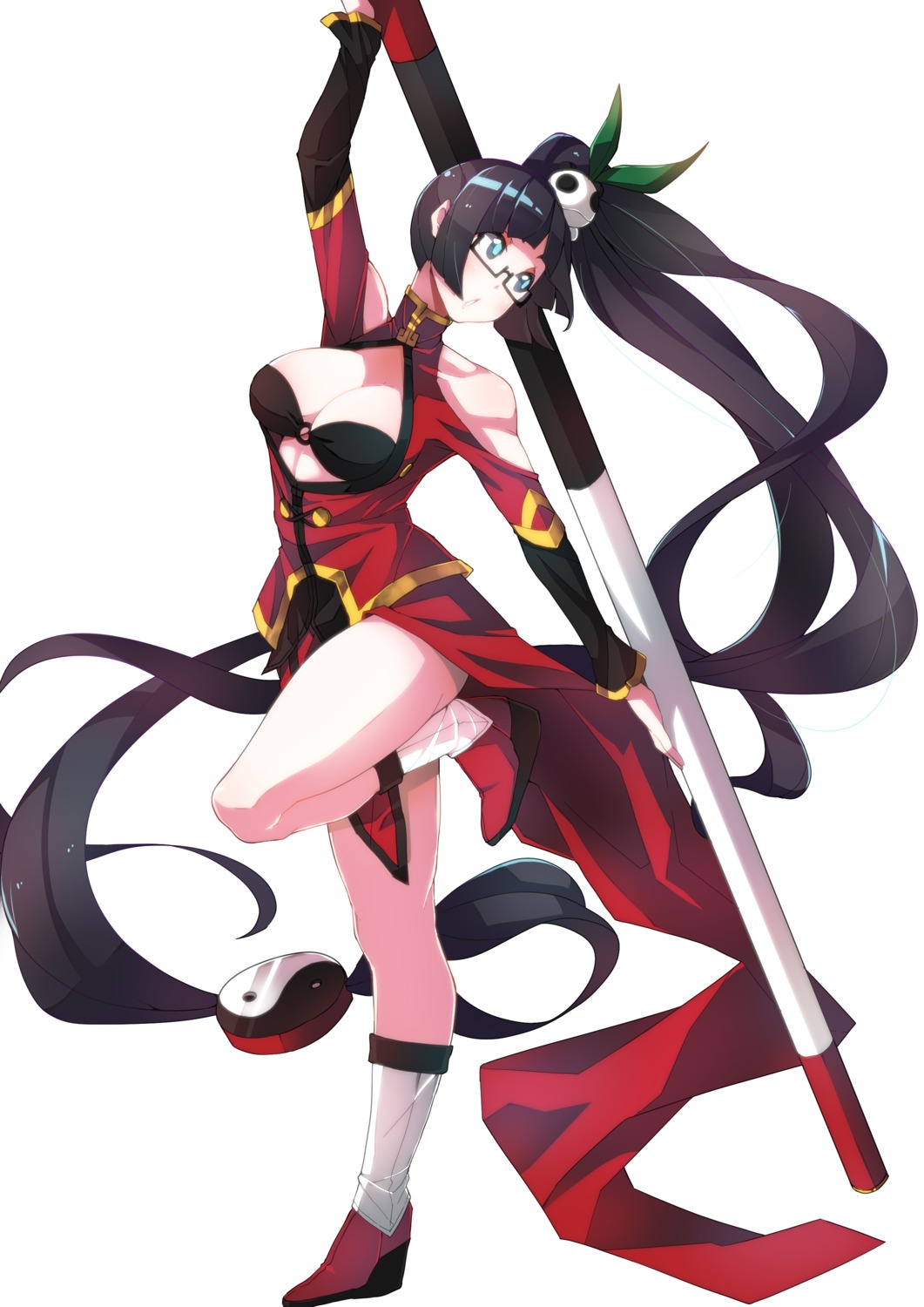 blazblue, cleavage, litchi_faye_ling, makai, megane