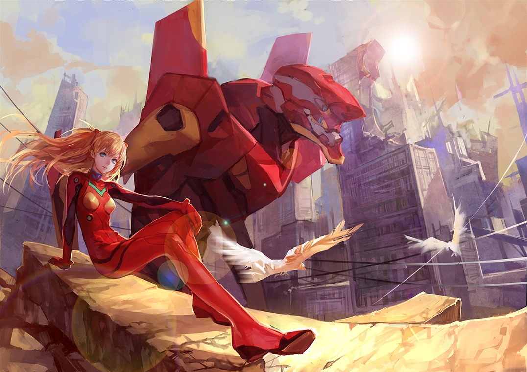 asukaziye, bodysuit, eva_02, landscape, mecha, neon_genesis_evangelion, souryuu_asuka_langley